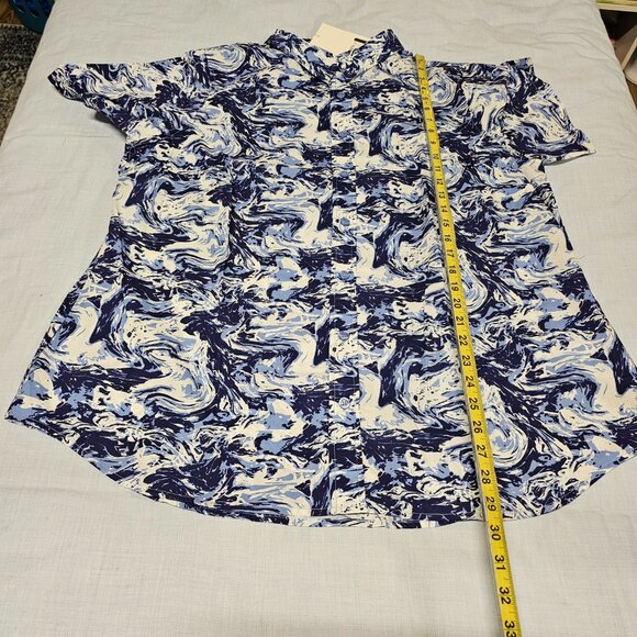 Wildfang The Essential Top Button Up Shirt Women Size 1X Swirl Navy - Picture 7 of 14